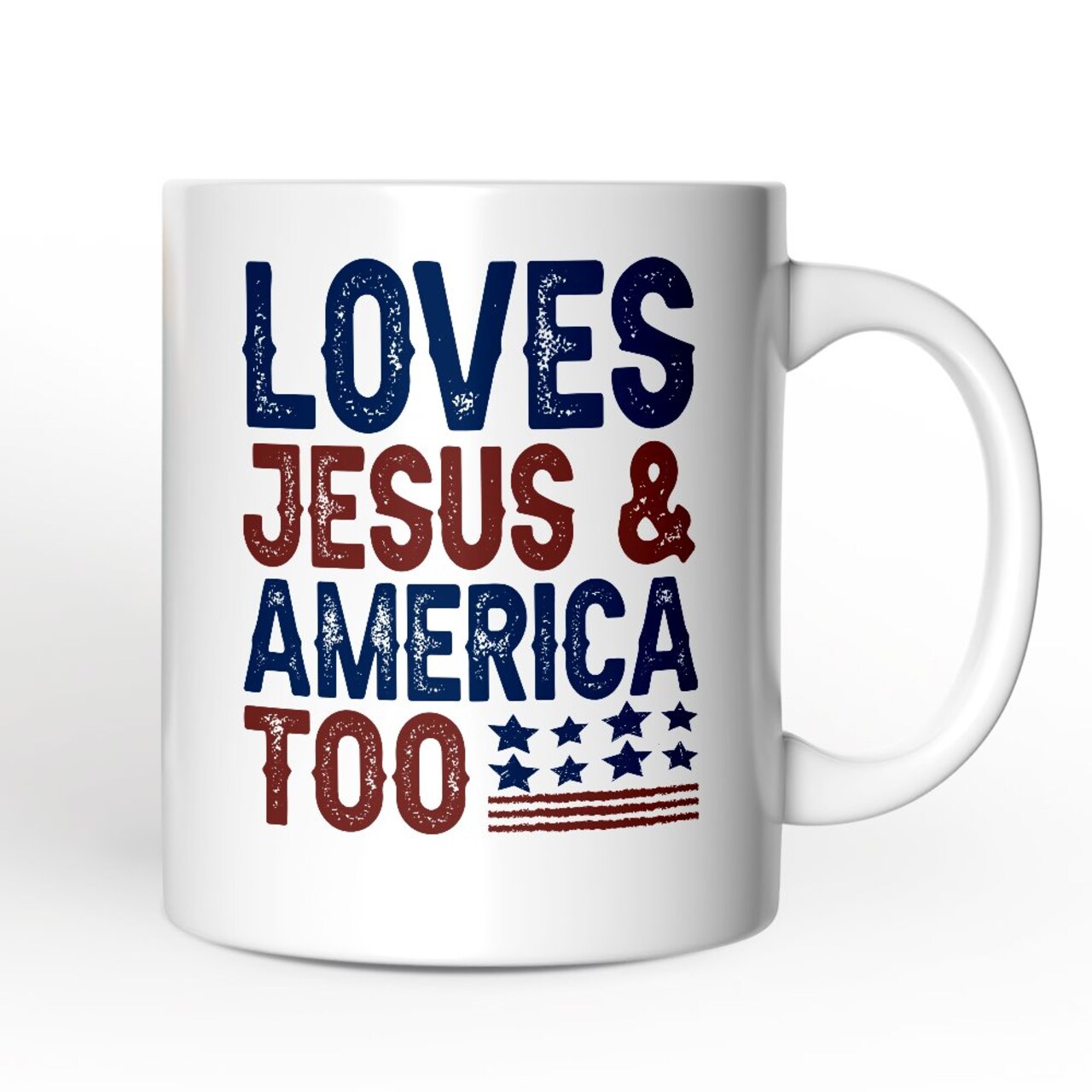 Loves Jesus and America Too Mug, Patriotic Gift for Proud Americans